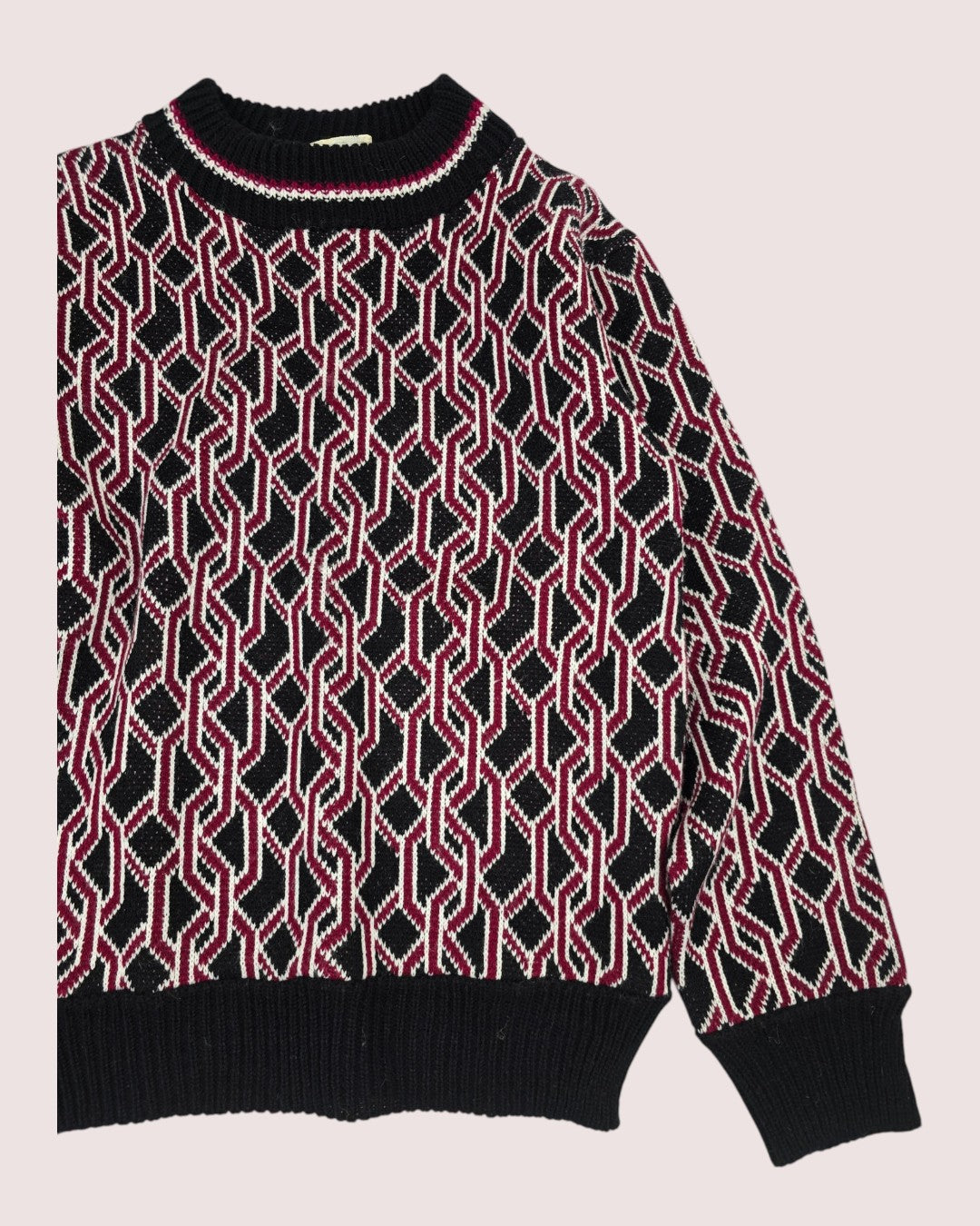 Vintage acrylic knit chain pattern sweater Approx 6-8Y
