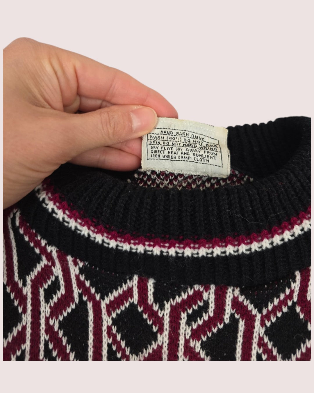 Vintage acrylic knit chain pattern sweater Approx 6-8Y