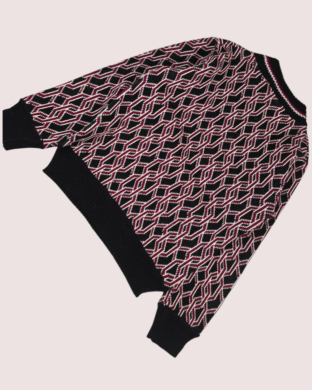 Vintage acrylic knit chain pattern sweater Approx 6-8Y
