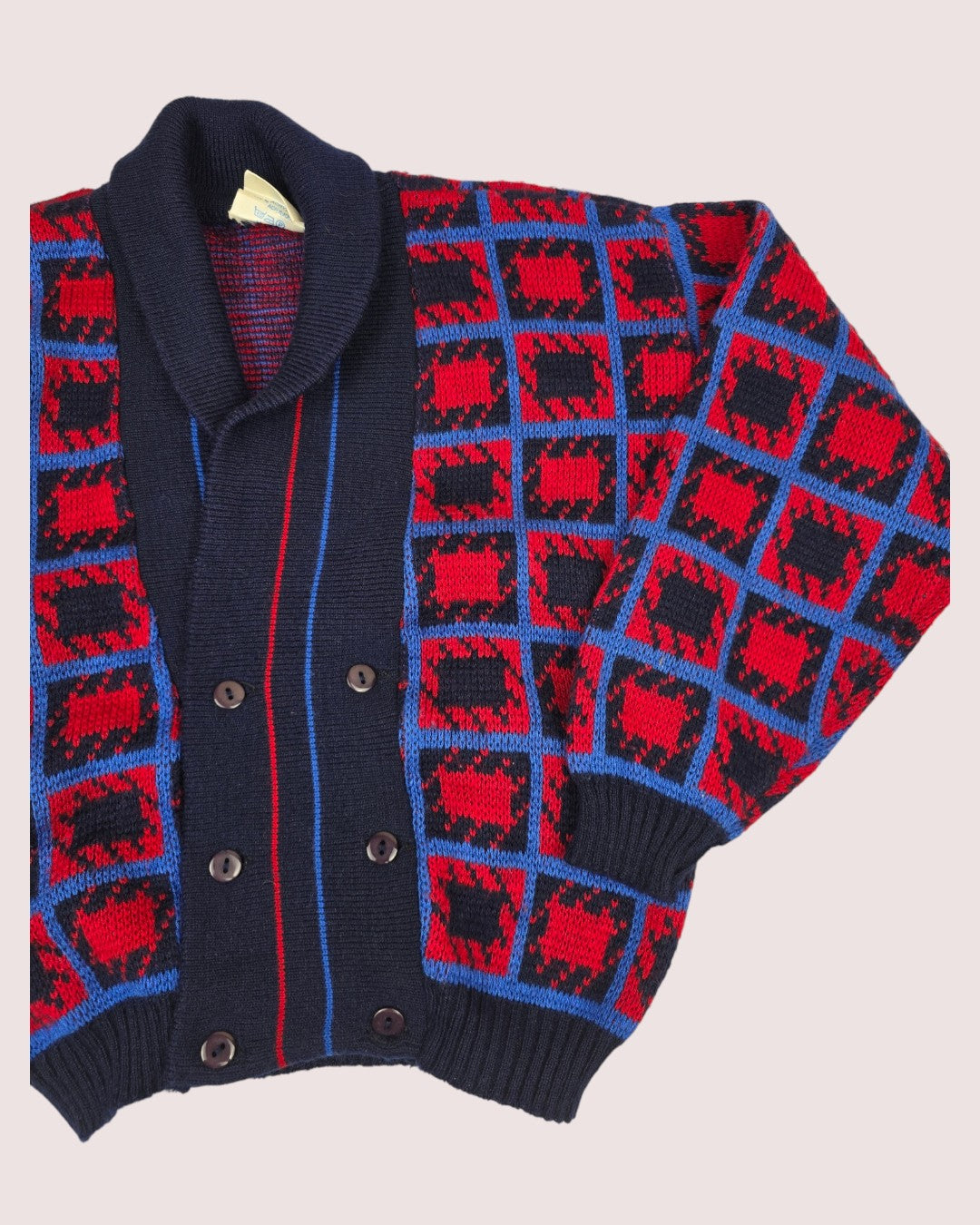Vintage acrylic knit v-neck cardigan Tagged 6x