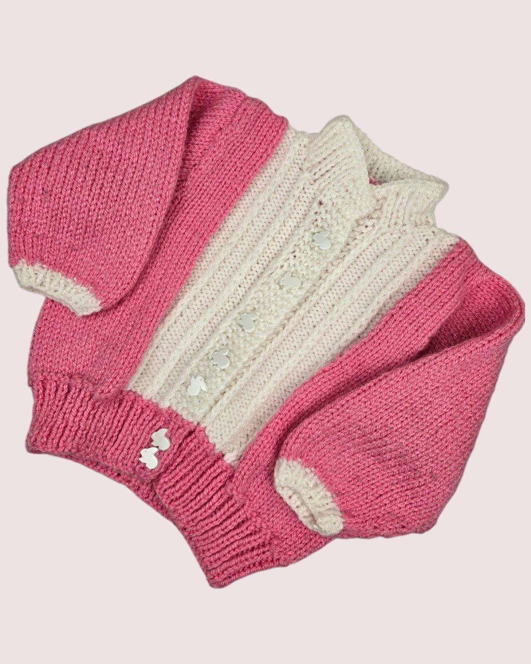 Handknit bunny cardigan Approx 12-24m