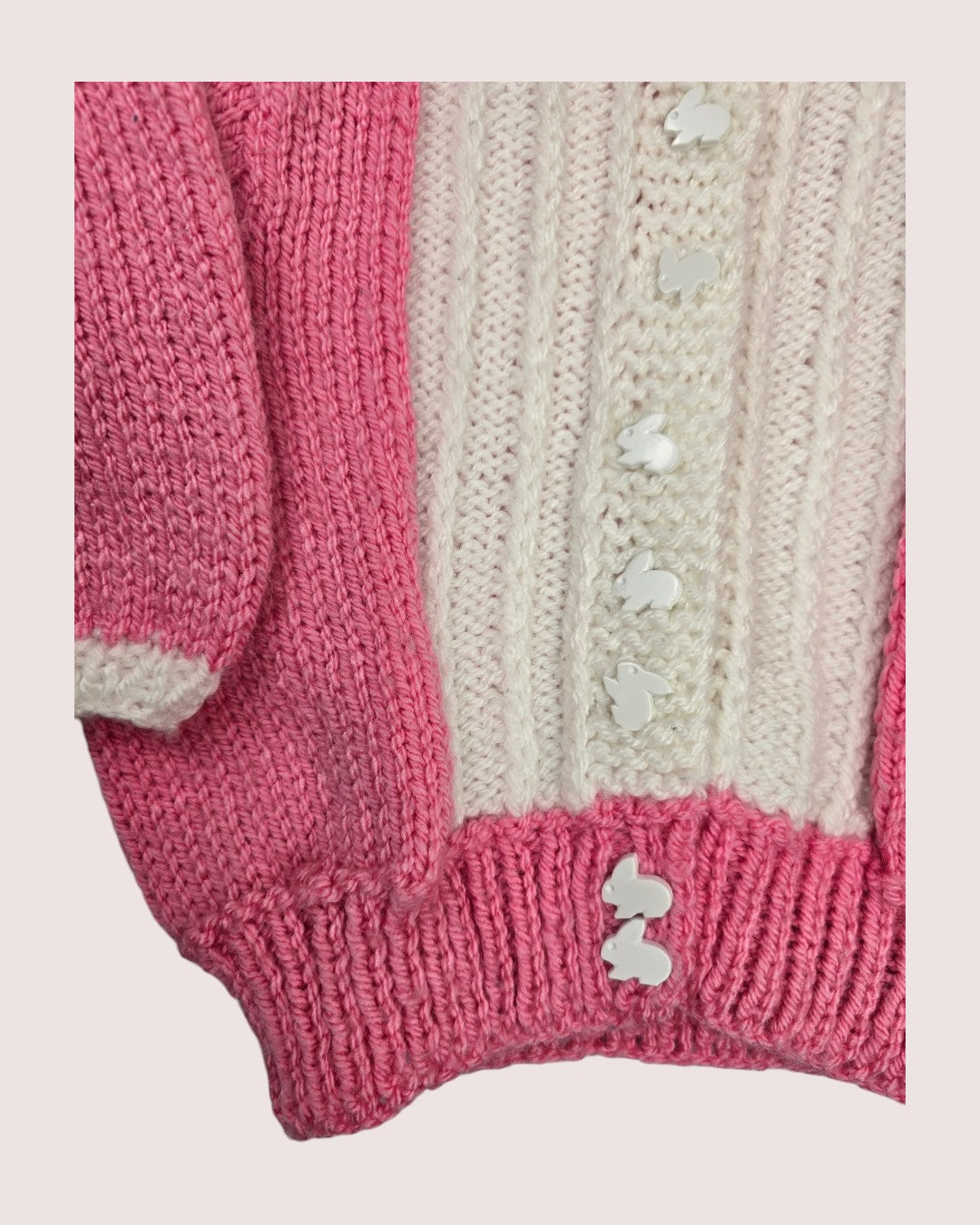 Handknit bunny cardigan Approx 12-24m
