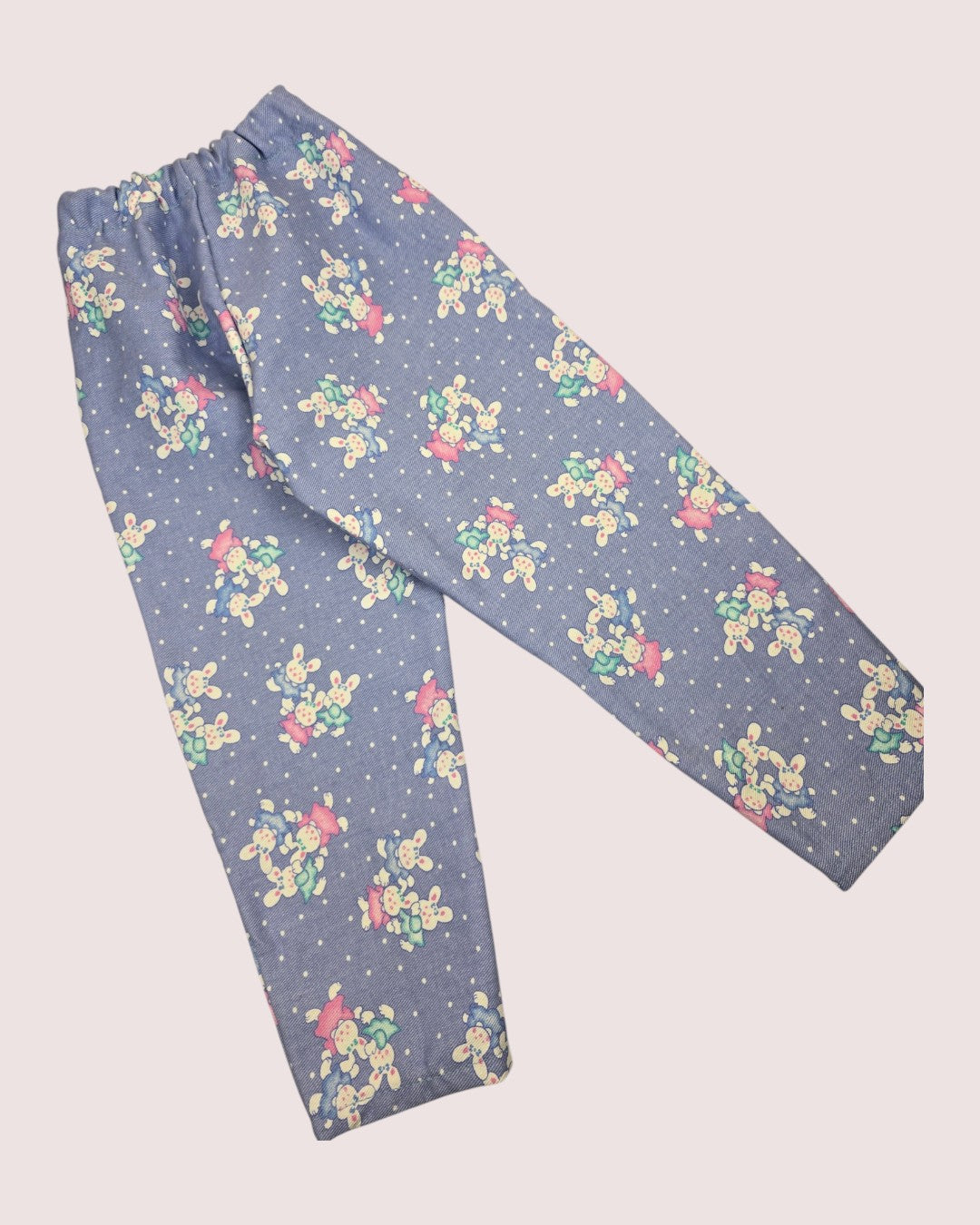 Handmade bubble jean made from vintage Cone Mills fabric 3-4T