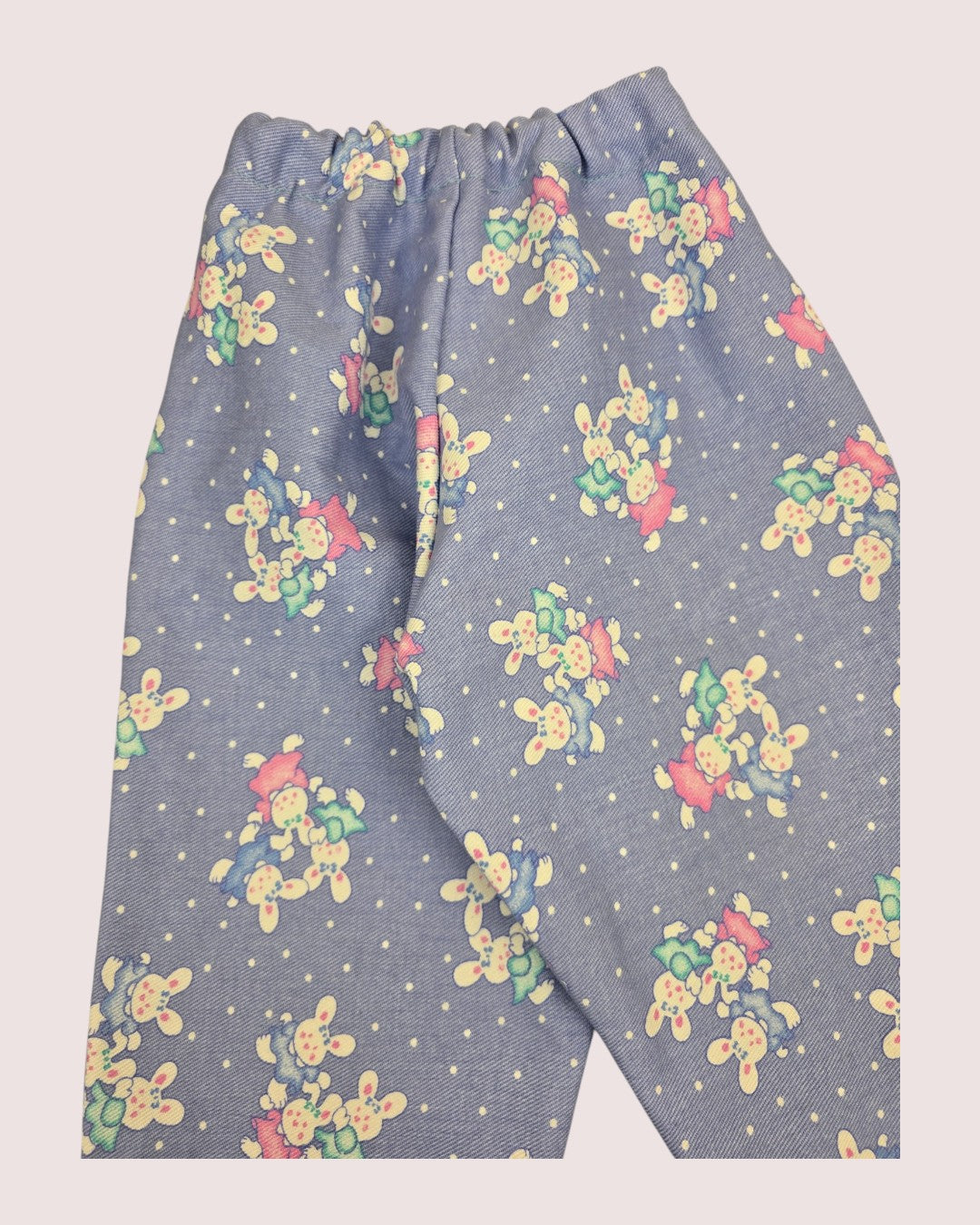 Handmade bubble jean made from vintage Cone Mills fabric 3-4T