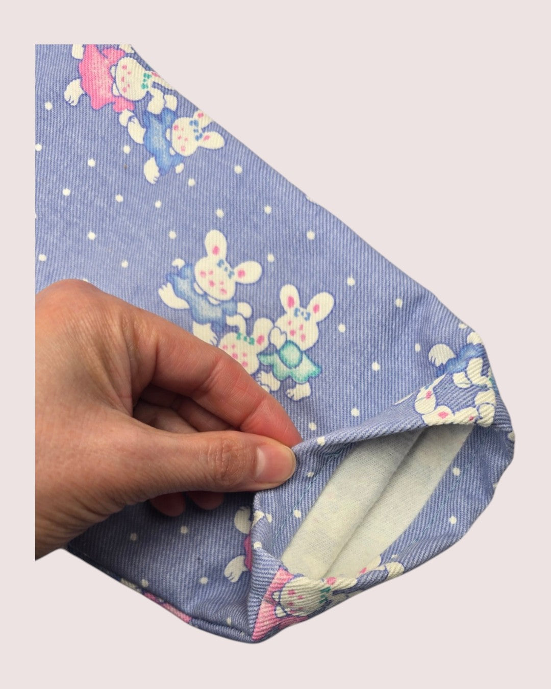 Handmade bubble jean made from vintage Cone Mills fabric 3-4T