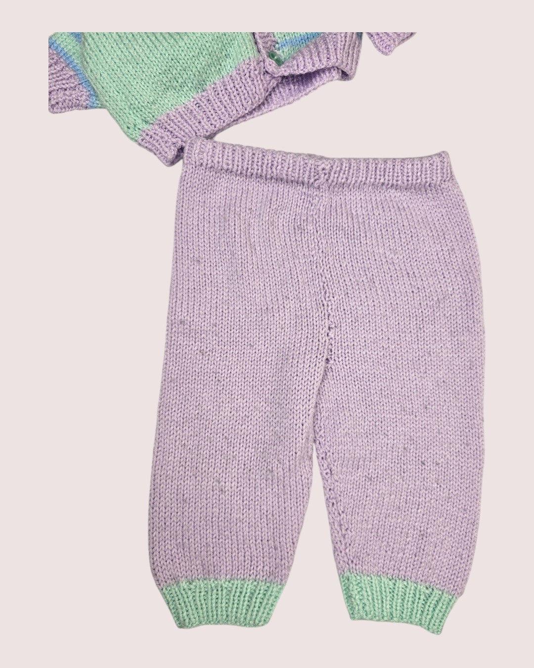 Handknit cardigan and pants set Approx 6-12m