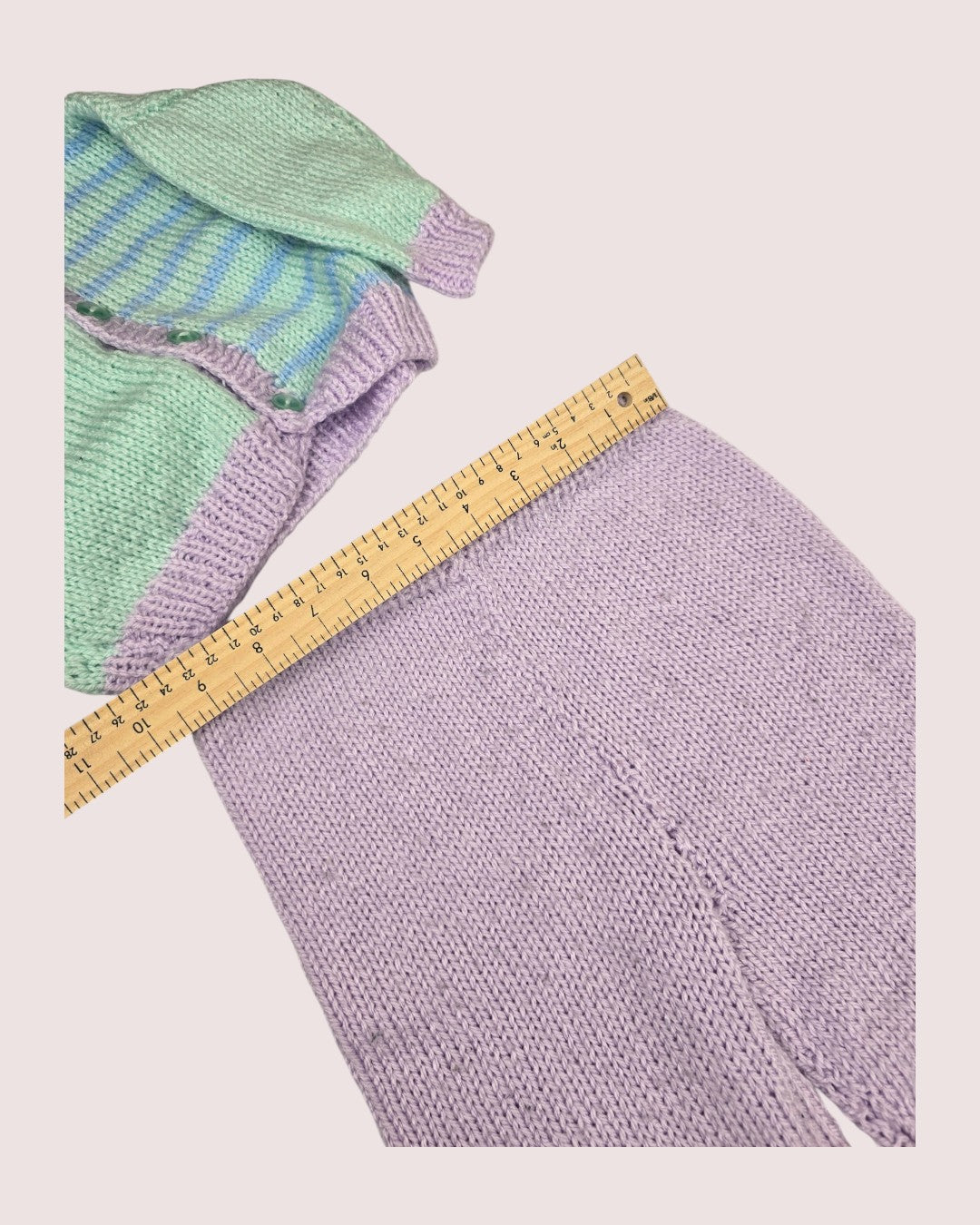 Handknit cardigan and pants set Approx 6-12m