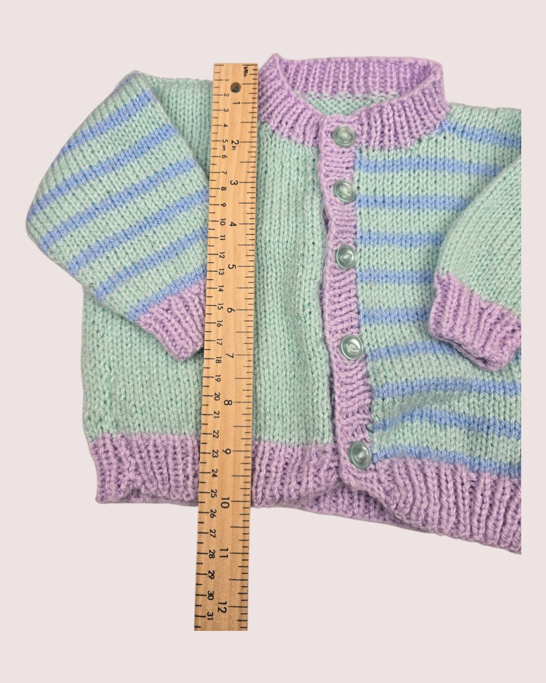 Handknit cardigan and pants set Approx 6-12m