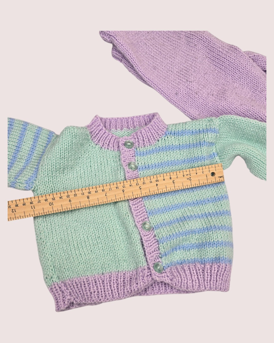 Handknit cardigan and pants set Approx 6-12m