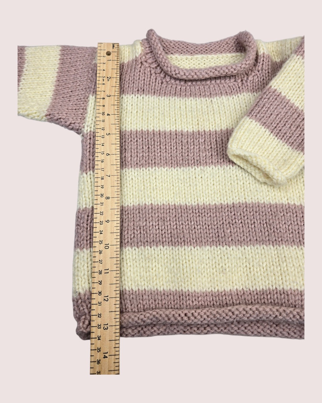 Handknit striped sweater approx 2T
