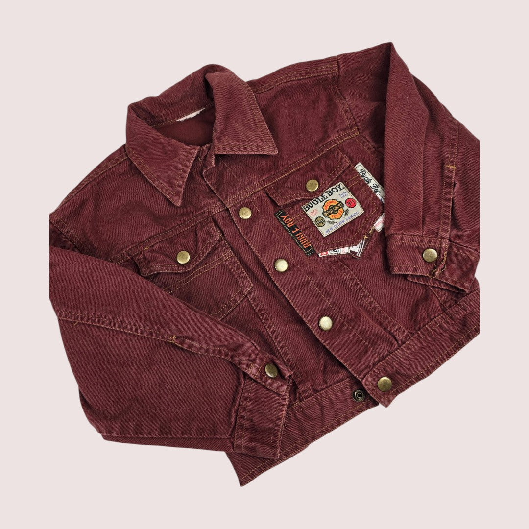 Vintage Bugle Boy burgundy denim trucker jacket 3-5T