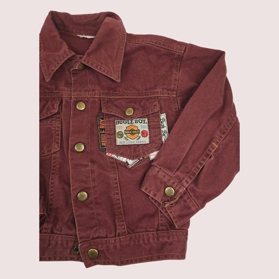 Vintage Bugle Boy burgundy denim trucker jacket 3-5T