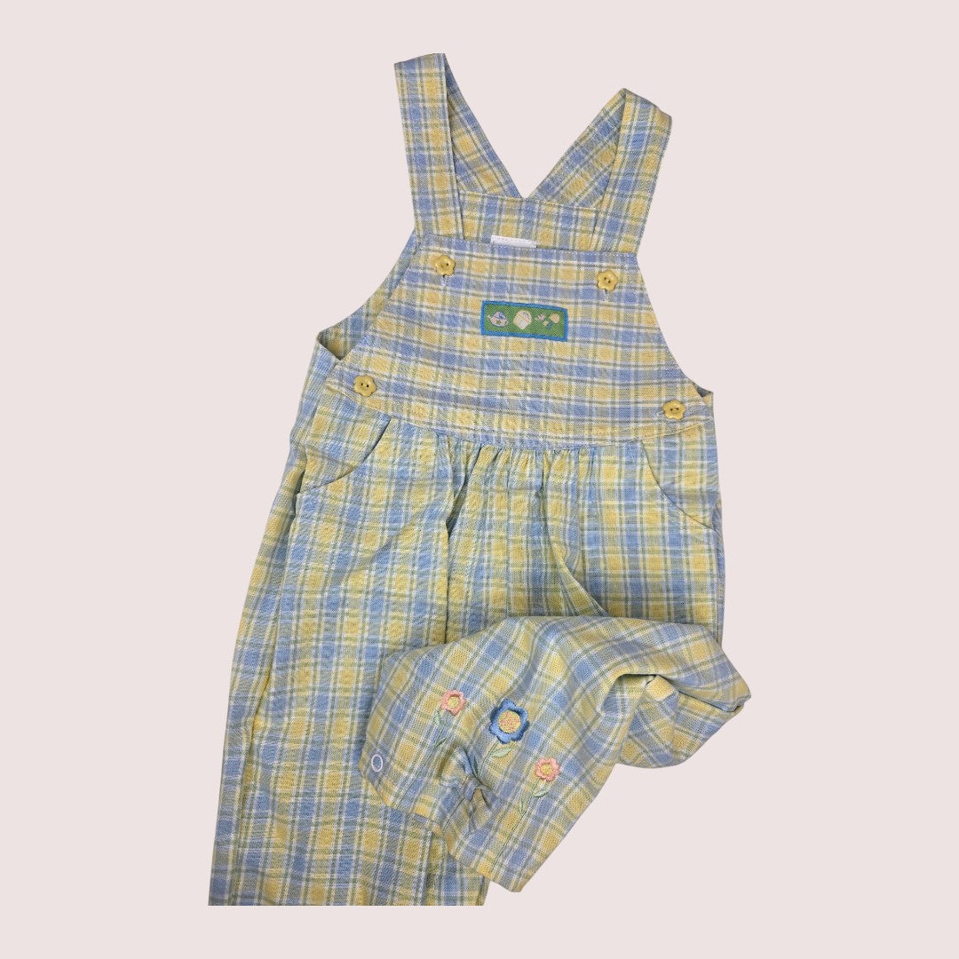 Vintage plaid spring overalls 18m