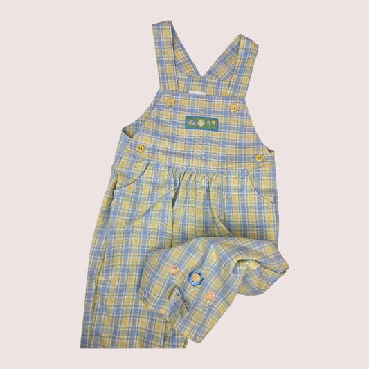 Vintage plaid spring overalls 18m