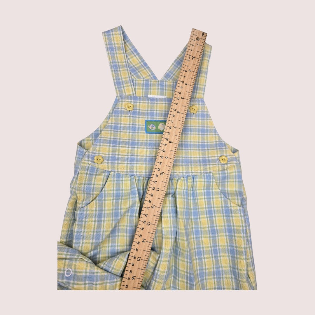 Vintage plaid spring overalls 18m