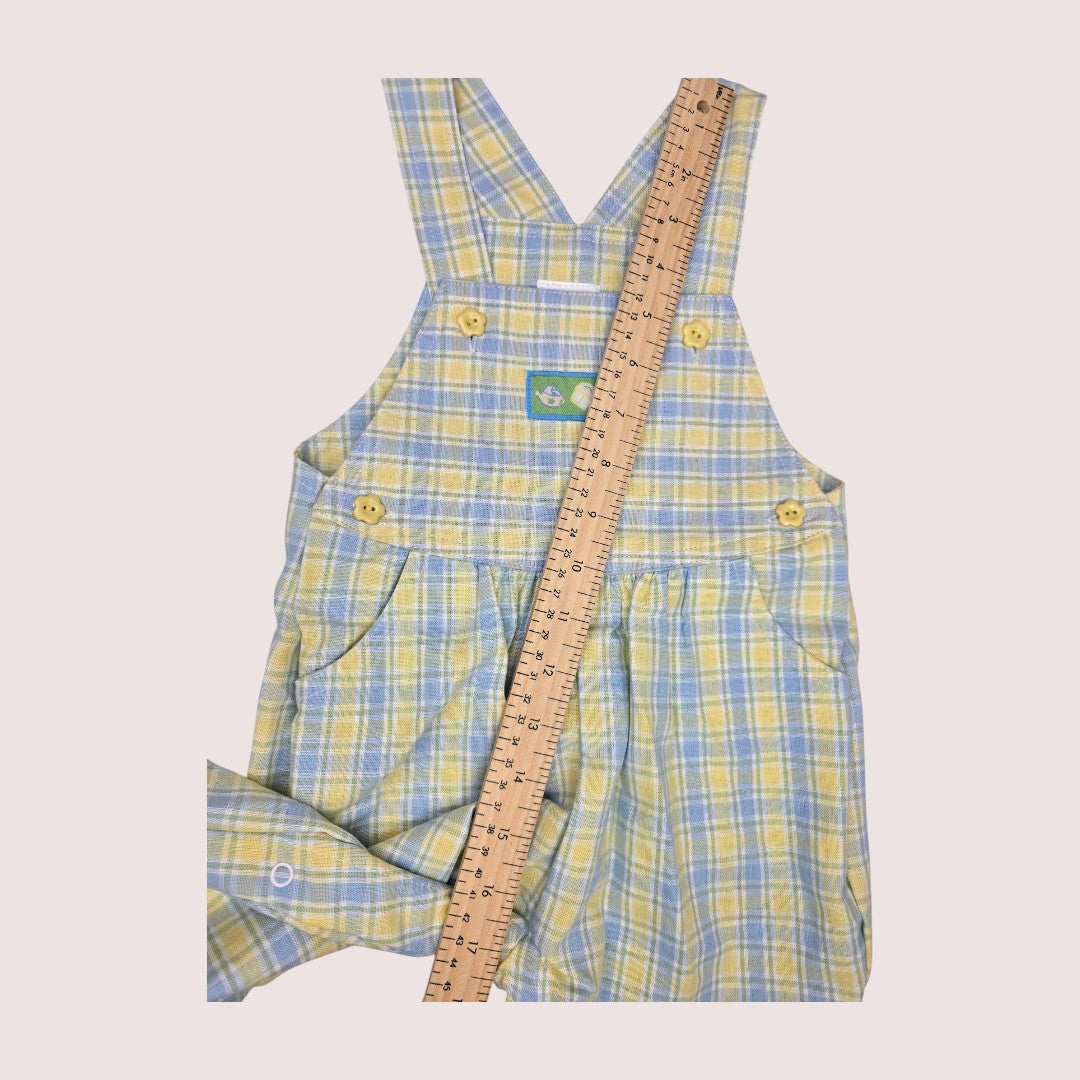 Vintage plaid spring overalls 18m