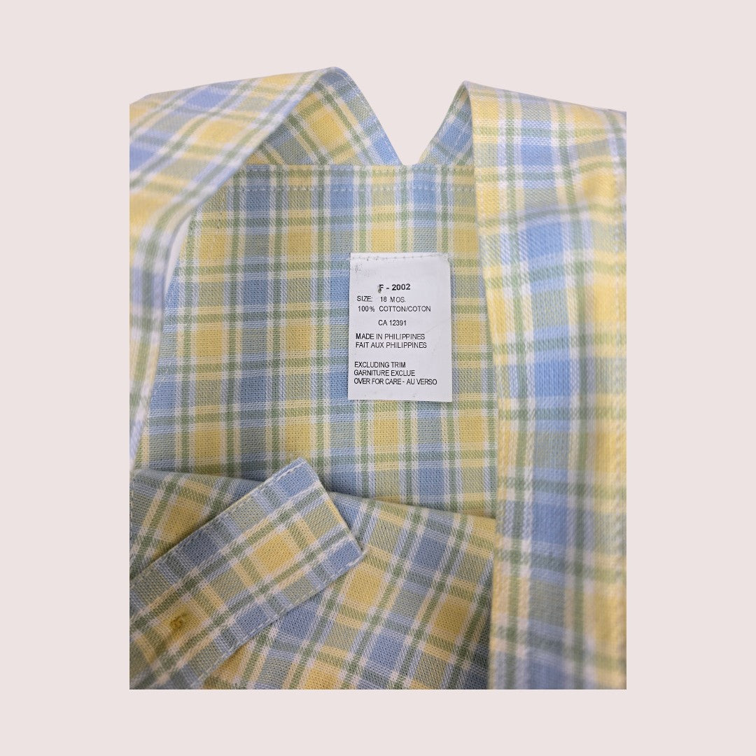 Vintage plaid spring overalls 18m