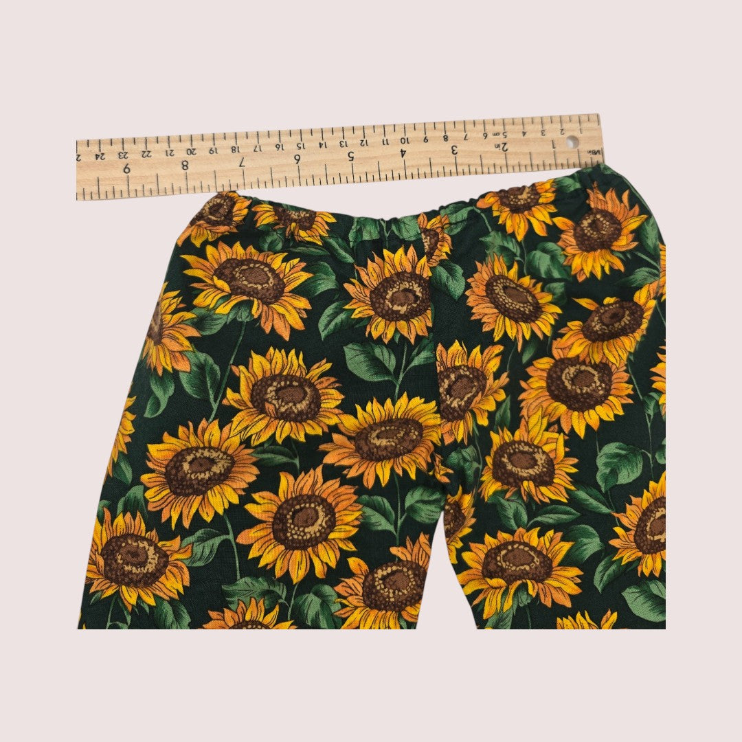 Handmade sunflower print pants approx 6-9m