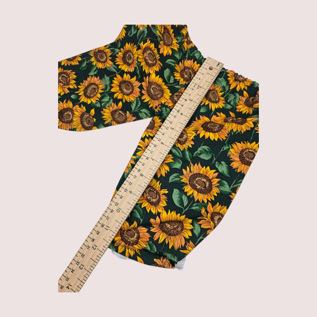 Handmade sunflower print pants approx 6-9m