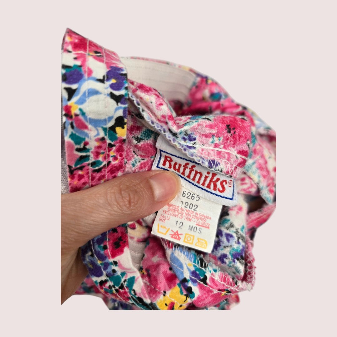 Vintage Ruffnicks Floral romper 12-18m