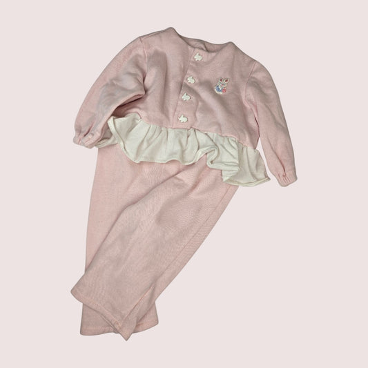 Vintage sweatsuit romper with ruffle skirt 18-24m