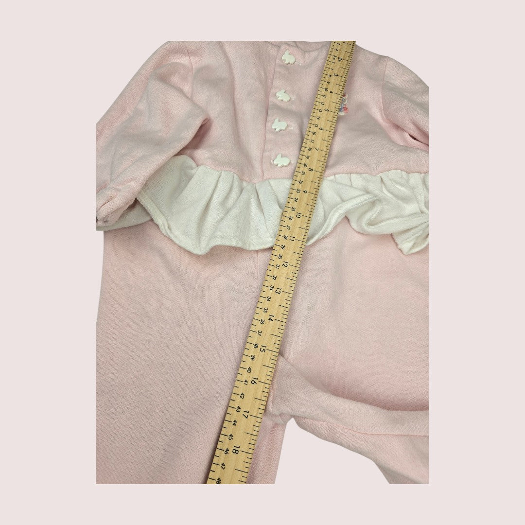Vintage sweatsuit romper with ruffle skirt 18-24m