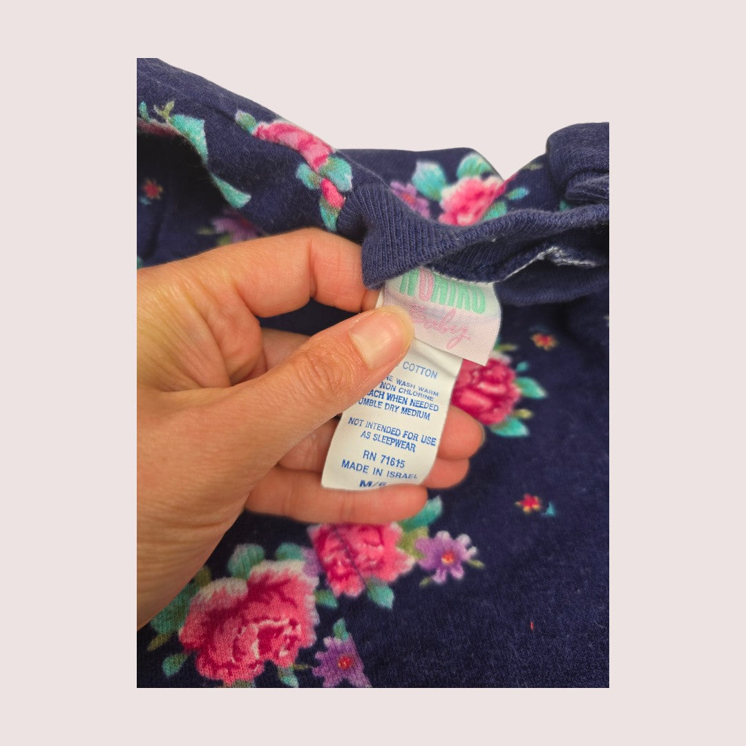 Vintage floral romper with ruffle 3-9m