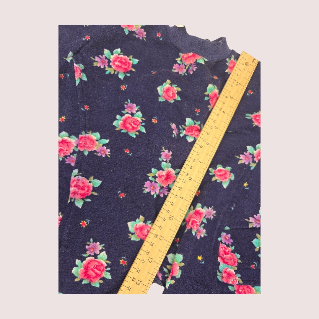 Vintage floral romper with ruffle 3-9m