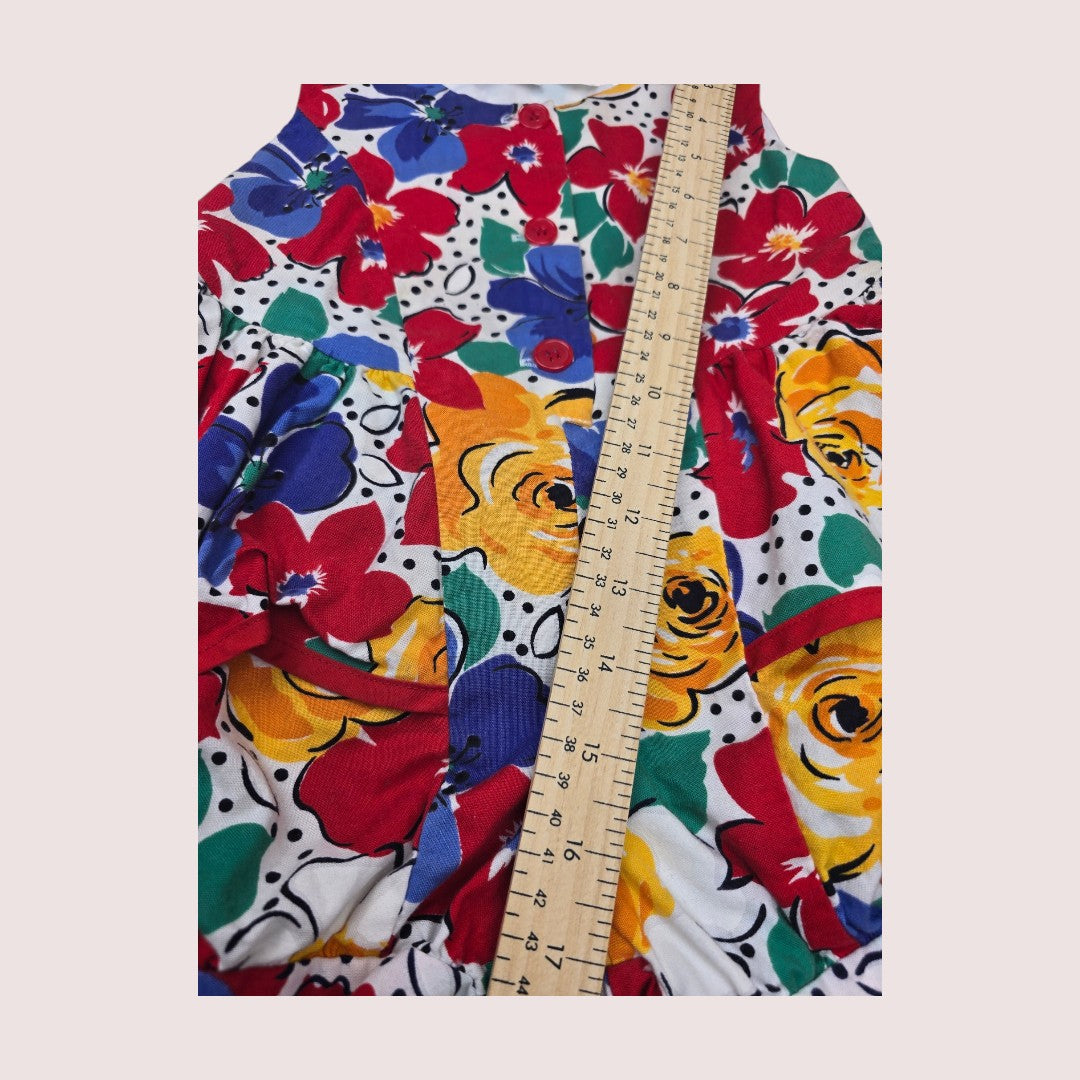 Vintage Jo Joes Fashion floral short romper with ruffle hem