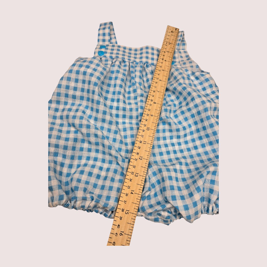 Handmade gingham short romper 12m