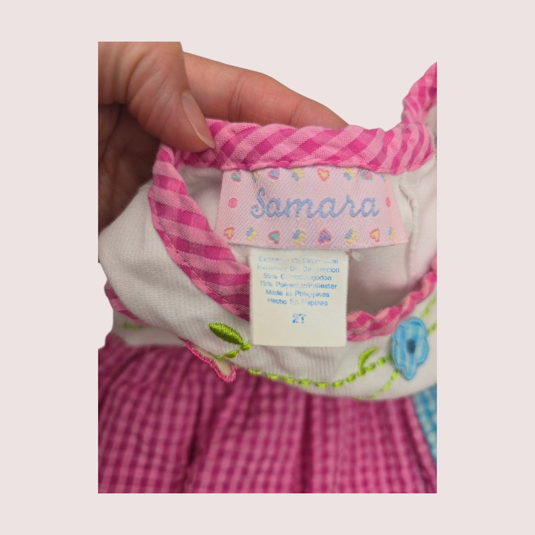 Vintage Samara floral seersucker dress 18m