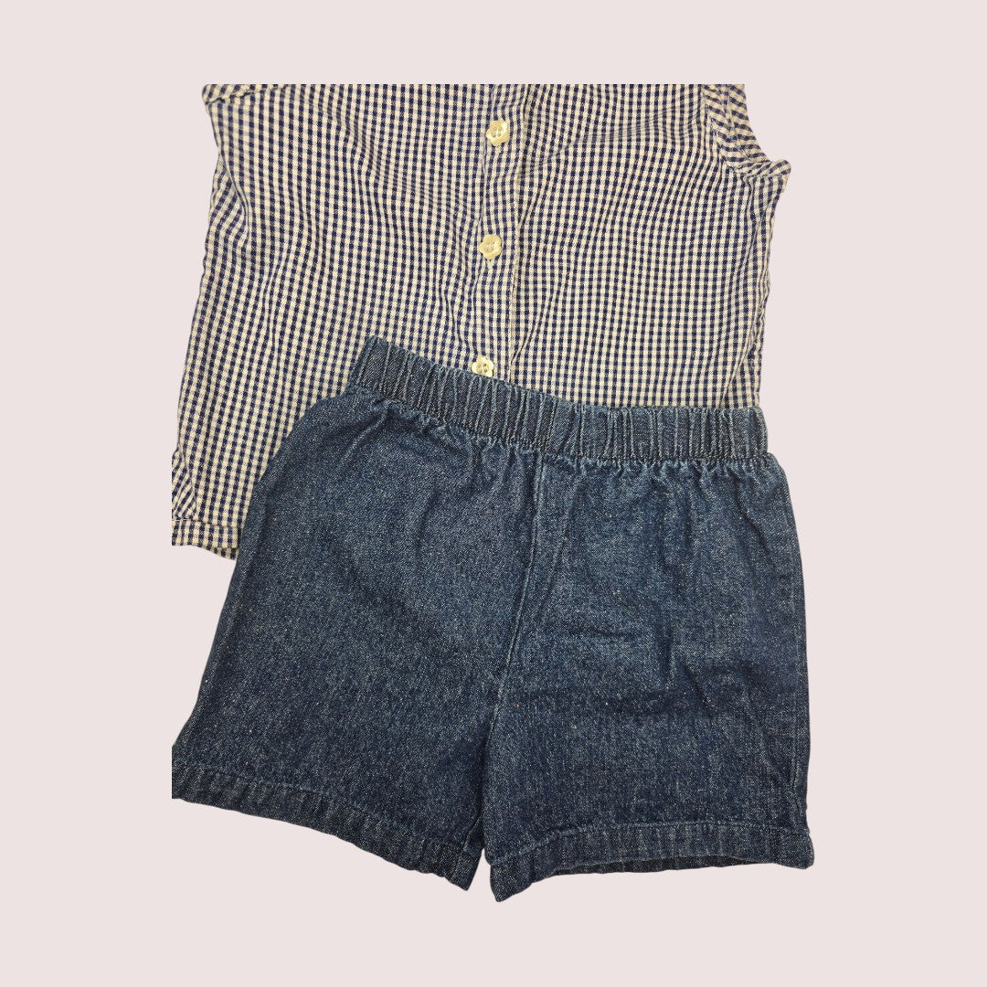 Vintage Bundle 2T Mini Pop sleeveless top with cherry embroidery and Vintage Mini Wear shorts