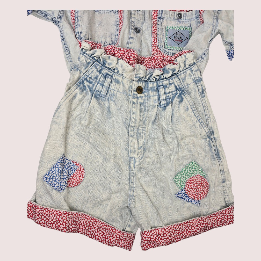Vintage acid wash denim shorts and top set 8-10Y