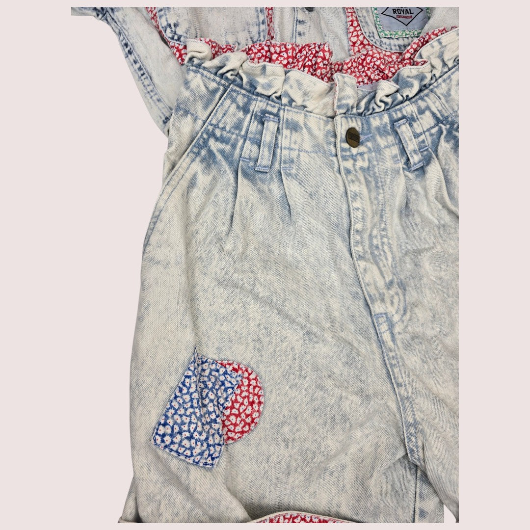 Vintage acid wash denim shorts and top set 8-10Y