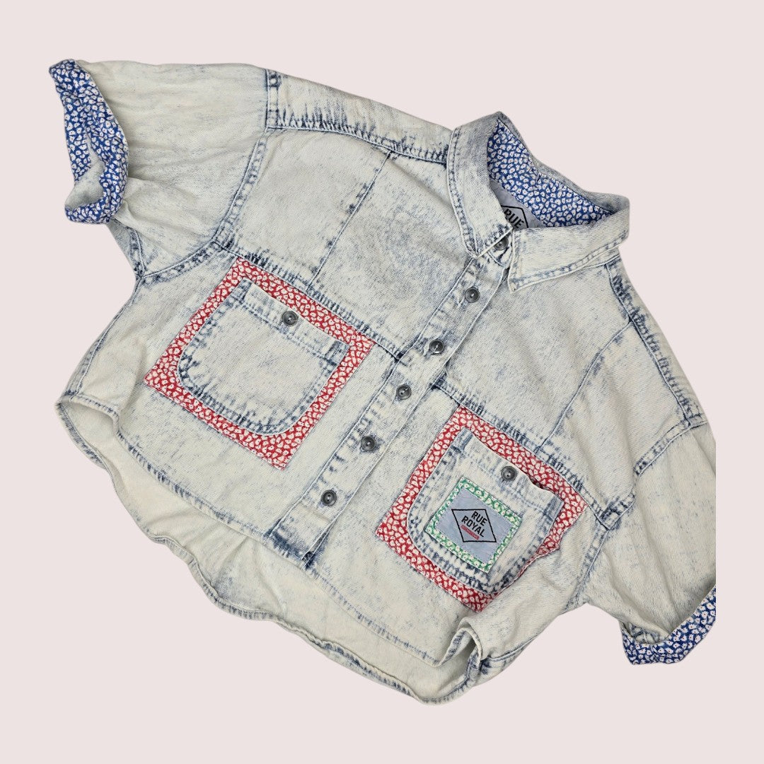 Vintage acid wash denim shorts and top set 8-10Y
