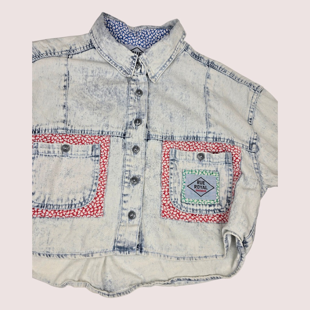 Vintage acid wash denim shorts and top set 8-10Y
