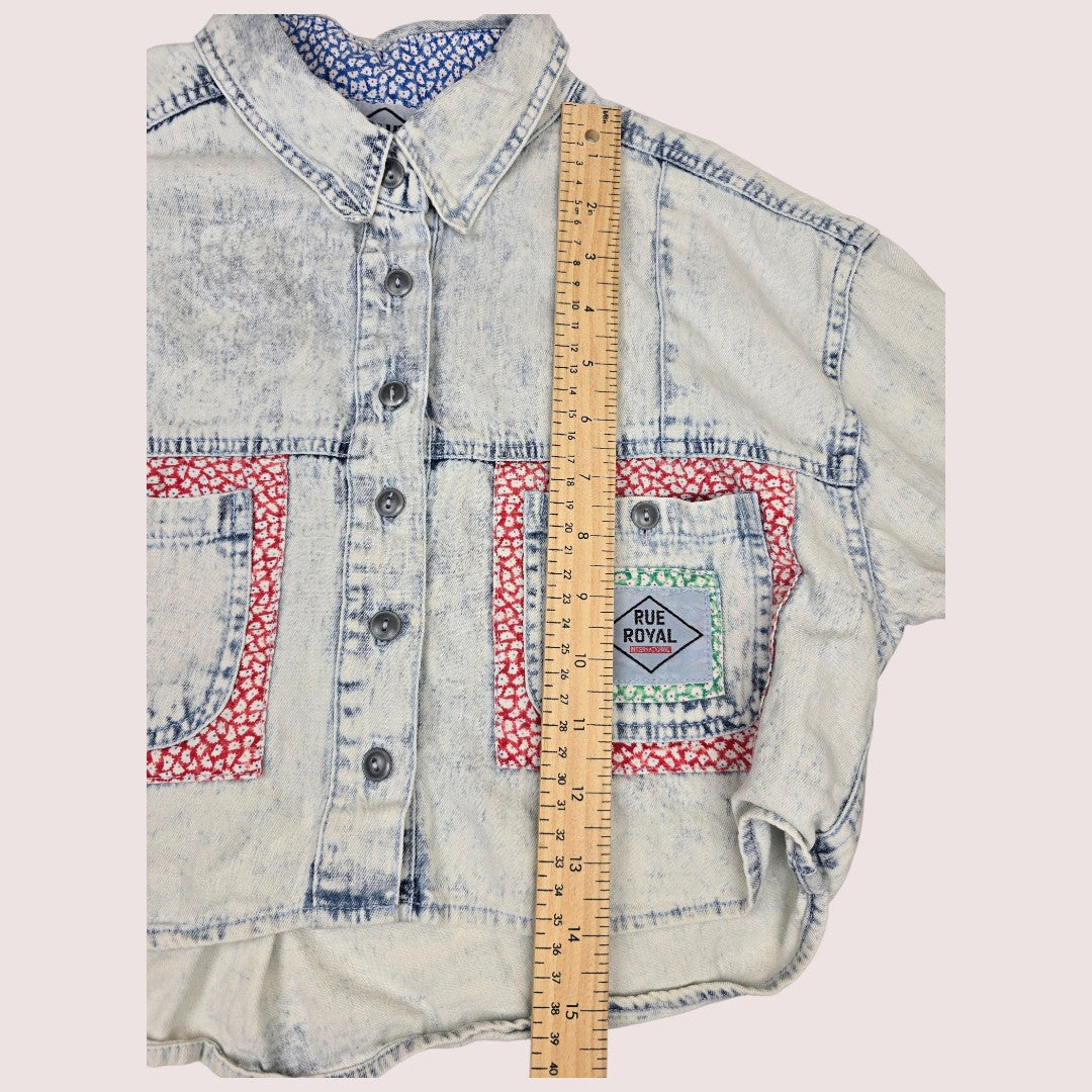 Vintage acid wash denim shorts and top set 8-10Y