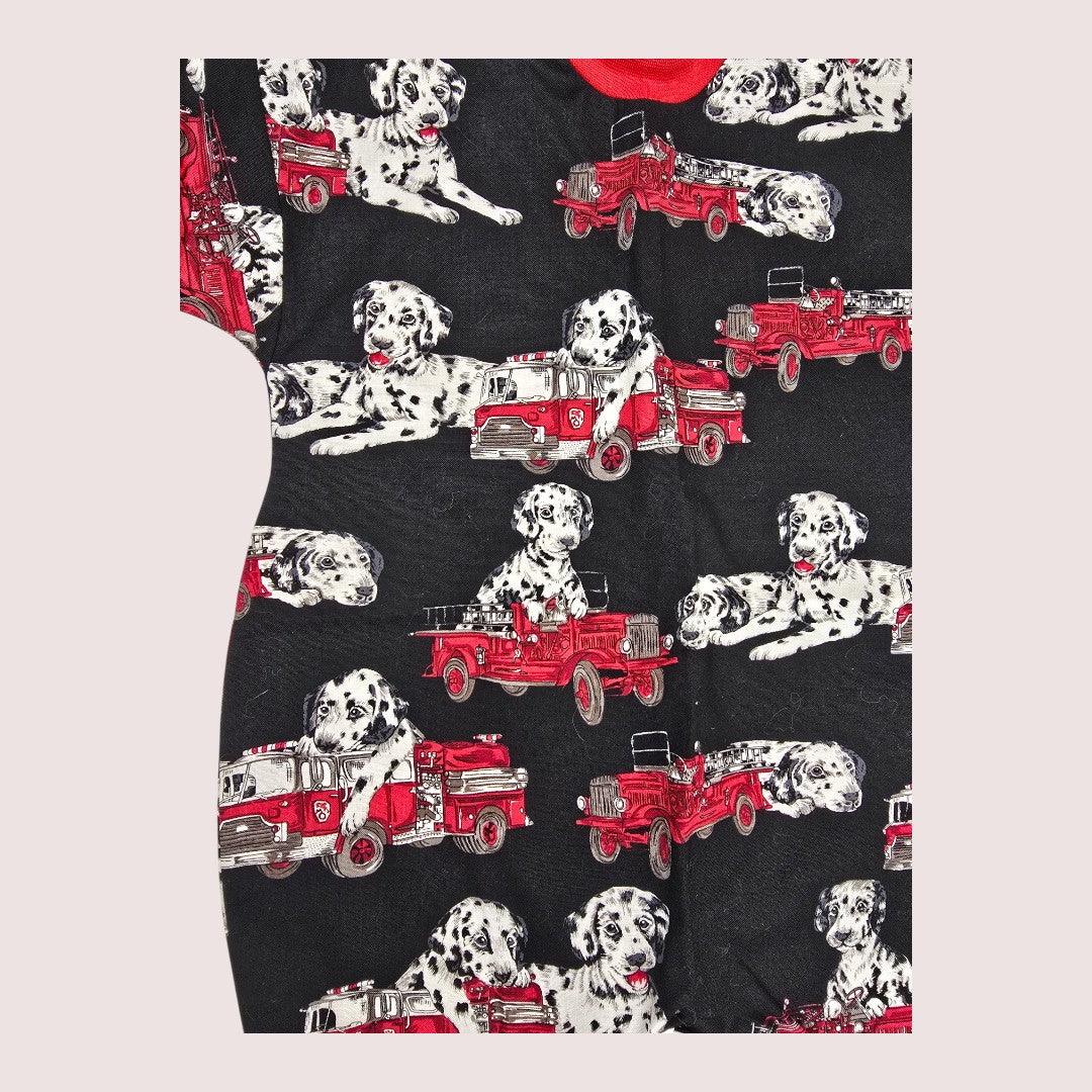 Handmade dalmatians and fire trucks romper 3M