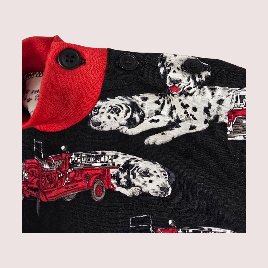 Handmade dalmatians and fire trucks romper 3M