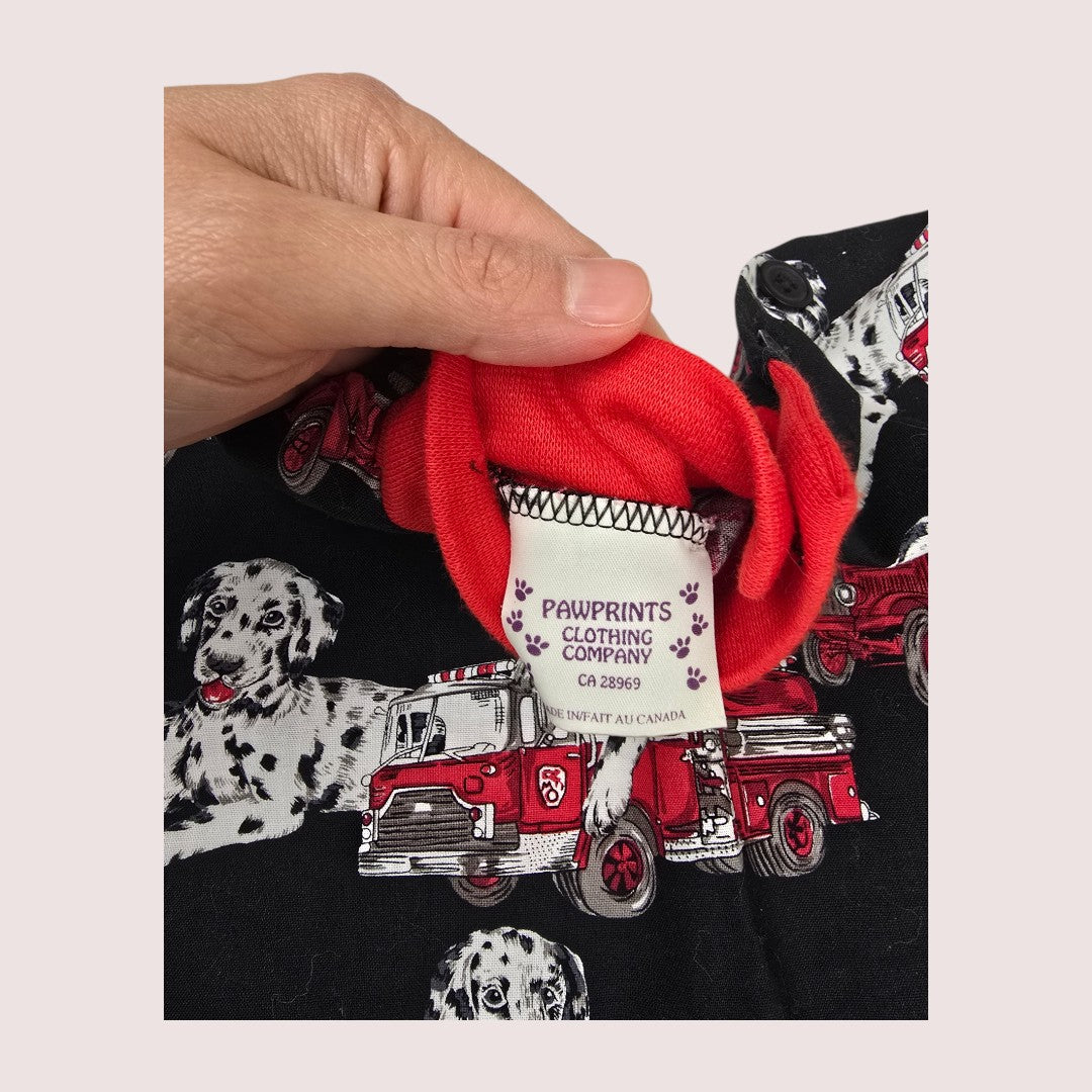 Handmade dalmatians and fire trucks romper 3M
