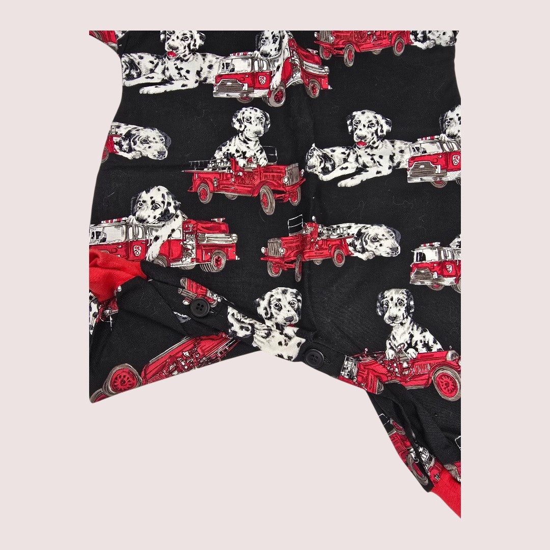 Handmade dalmatians and fire trucks romper 3M