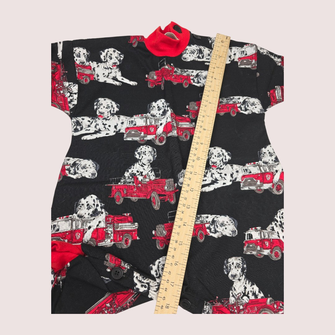 Handmade dalmatians and fire trucks romper 3M