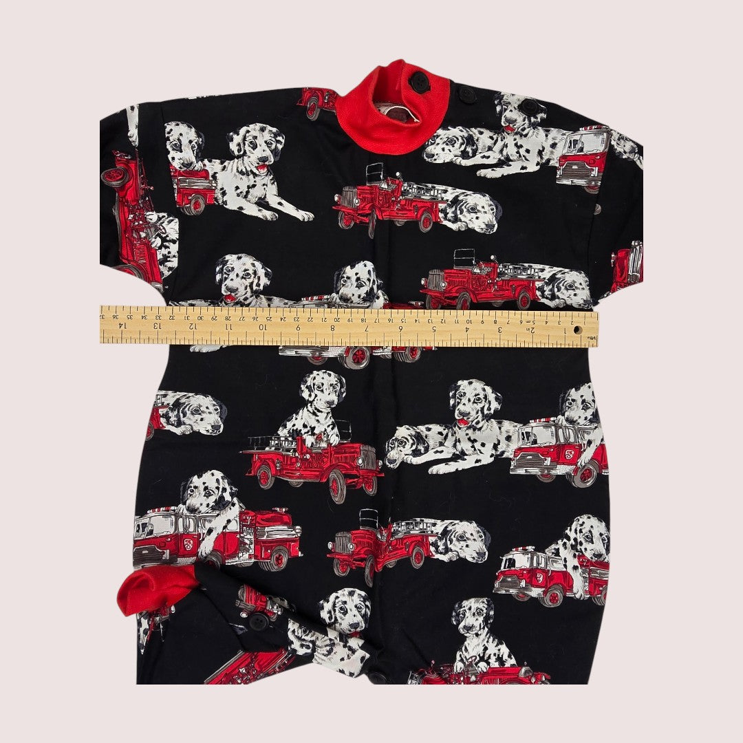 Handmade dalmatians and fire trucks romper 3M
