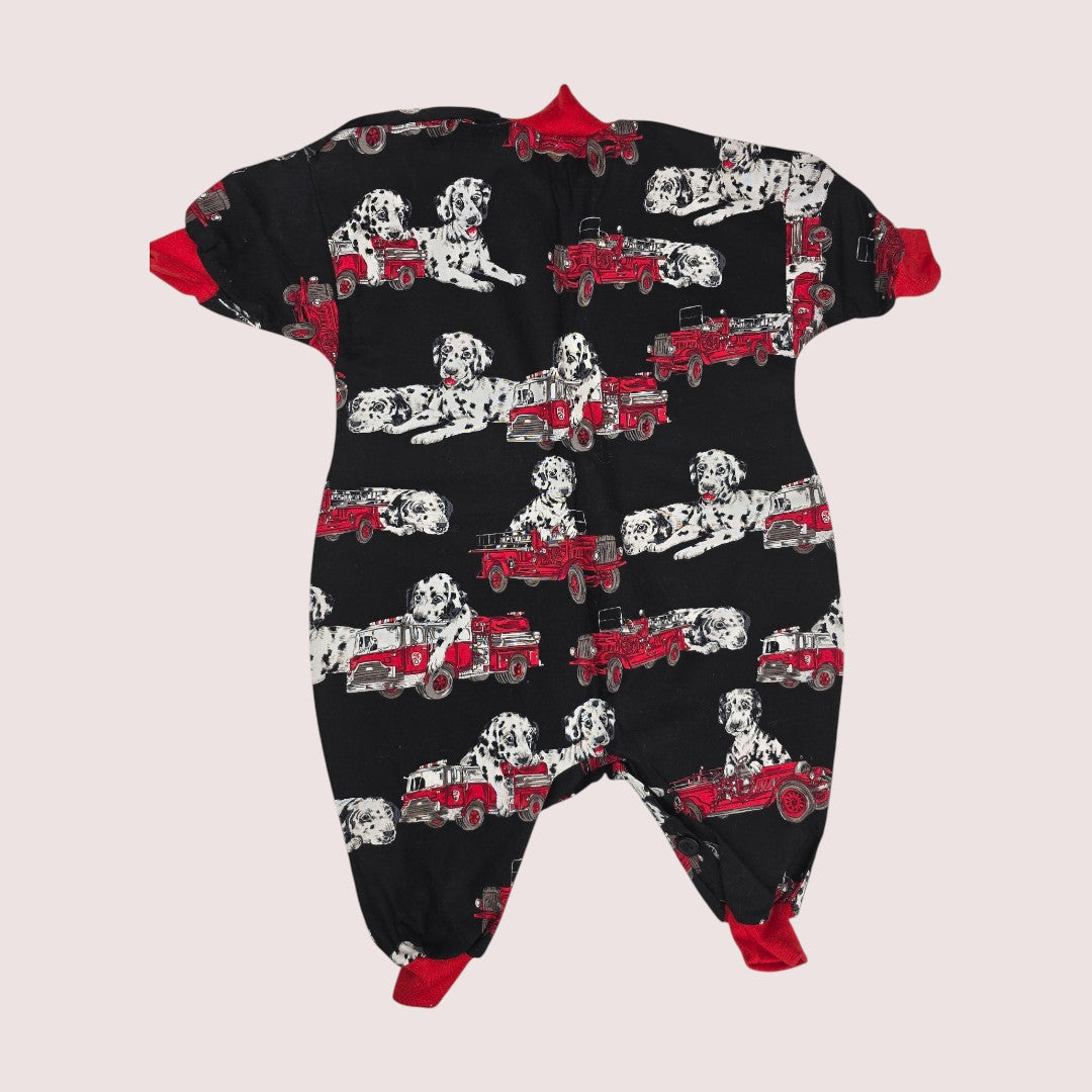 Handmade dalmatians and fire trucks romper 3M