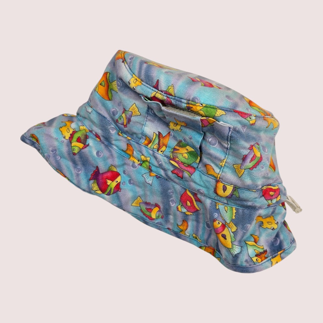 Reversible fish print bucket hat 2-4Y