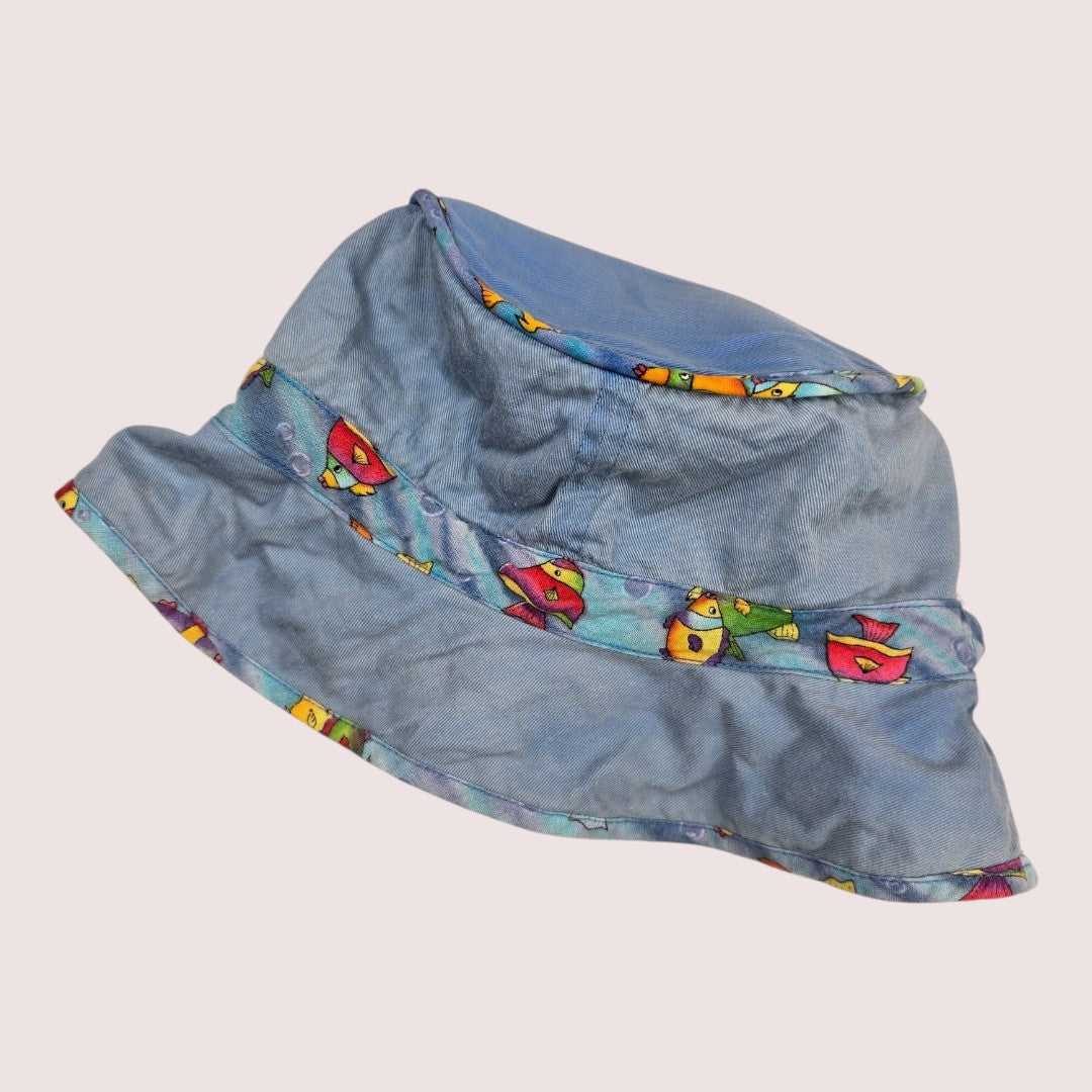 Reversible fish print bucket hat 2-4Y