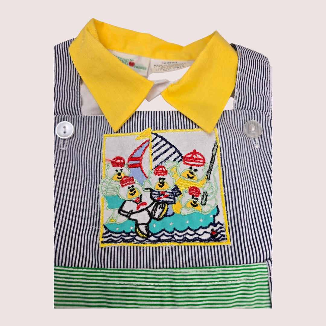 Vintage Raphael two piece set -shortalls and button up shirt 18m NWOT