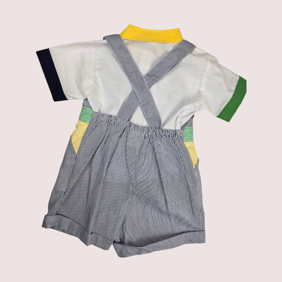 Vintage Raphael two piece set -shortalls and button up shirt 18m NWOT