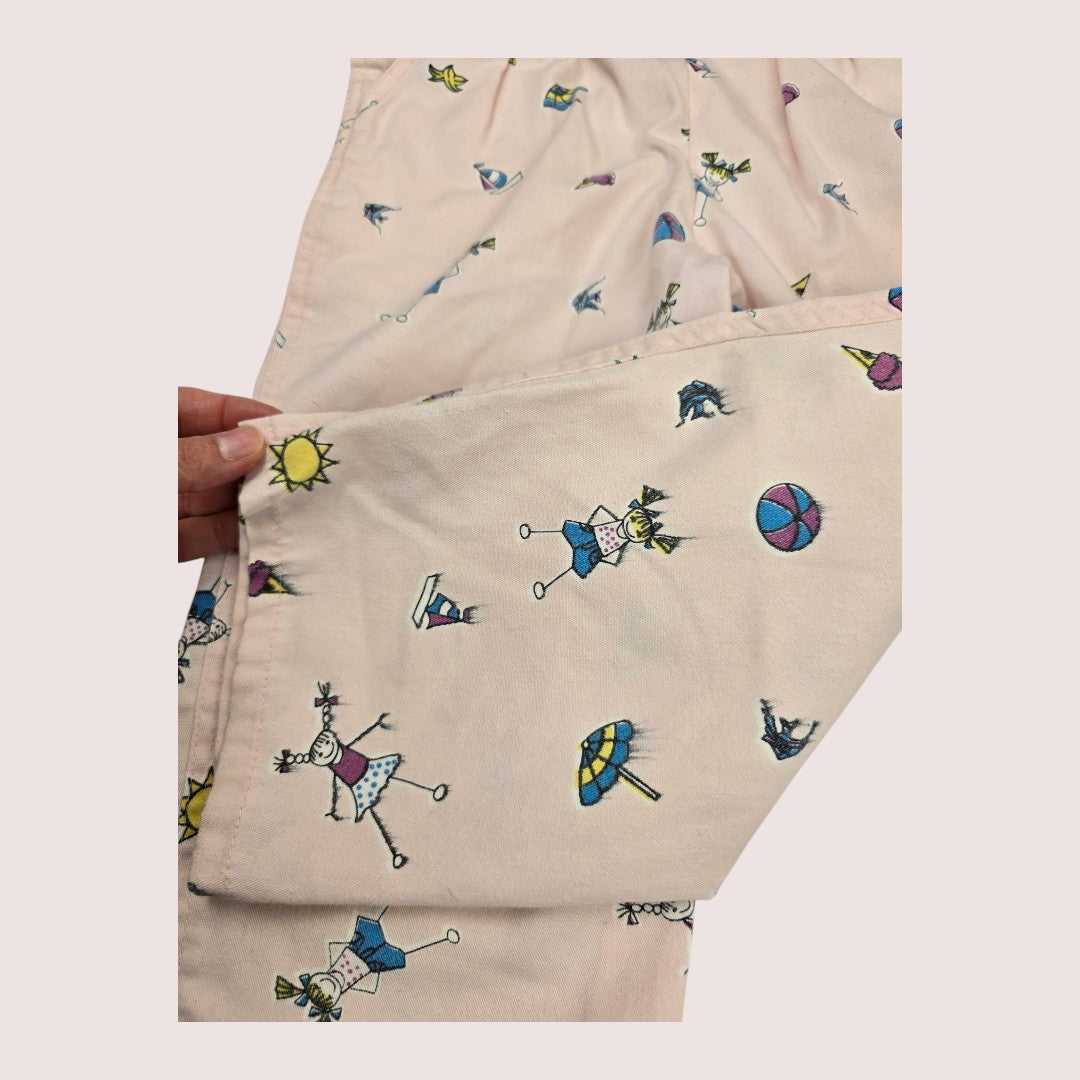 Vintage French Toast beach print overall 2-3T