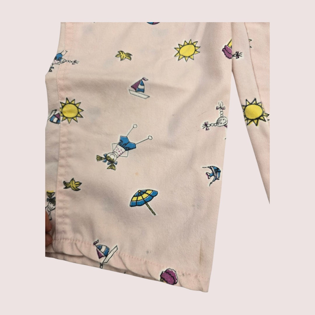 Vintage French Toast beach print overall 2-3T